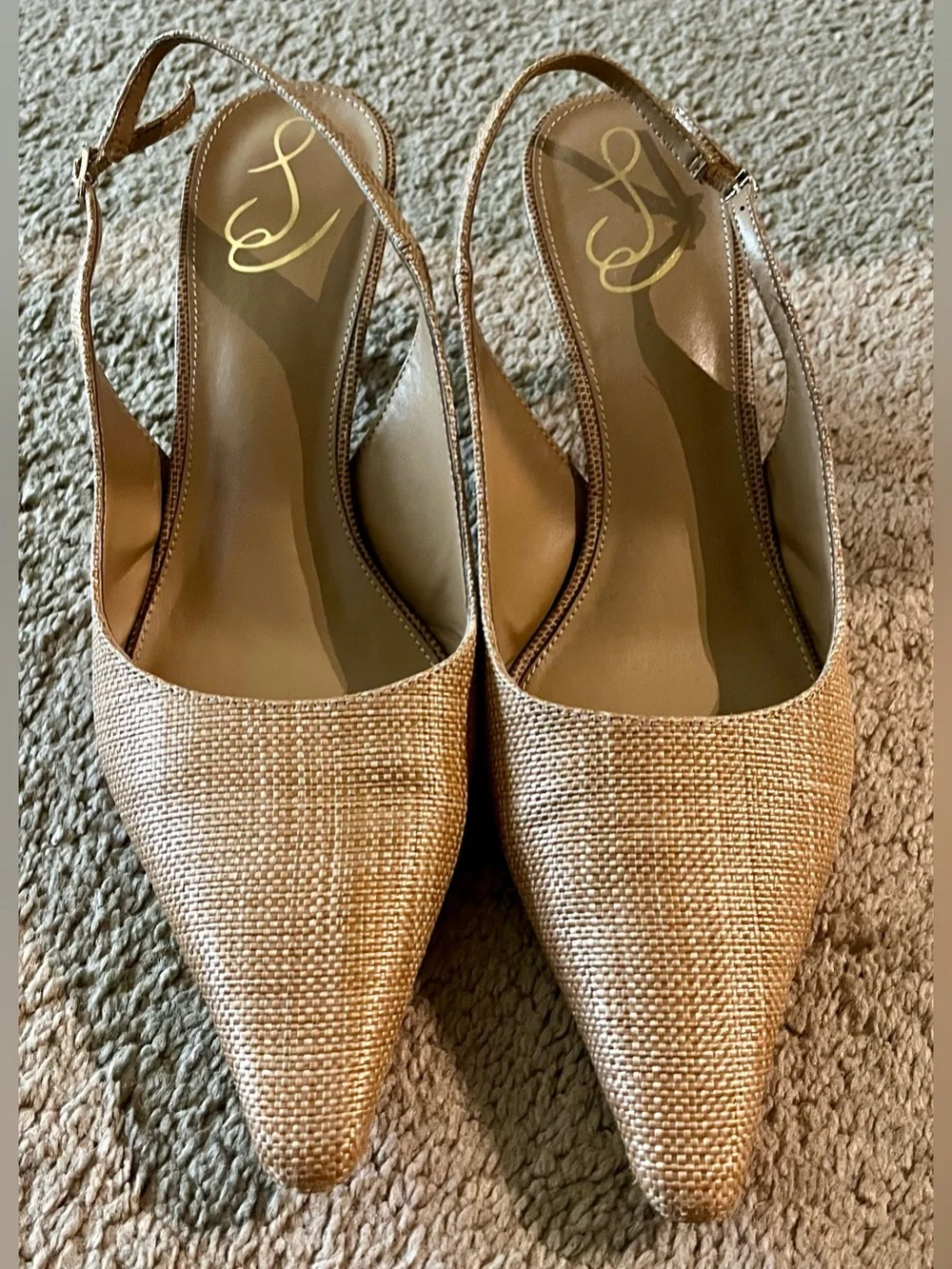 Sam Edelman Bianka Pointed Slingback Heels in Tan